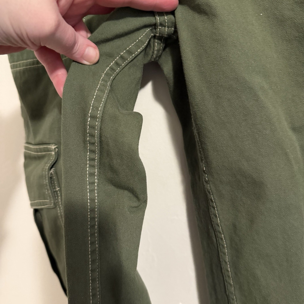 Y2K Full Tilt Women’s Wide Leg Cargo Pants Army Green Size Small 100% Cotton - Picture 5 of 8